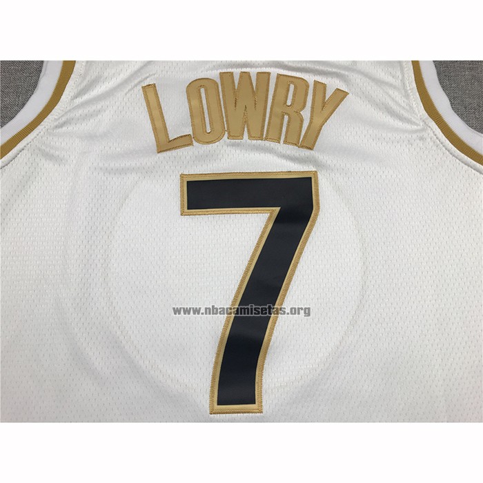 Camiseta Golden Edition Toronto Raptors Kyle Lowry NO 7 Blanco
